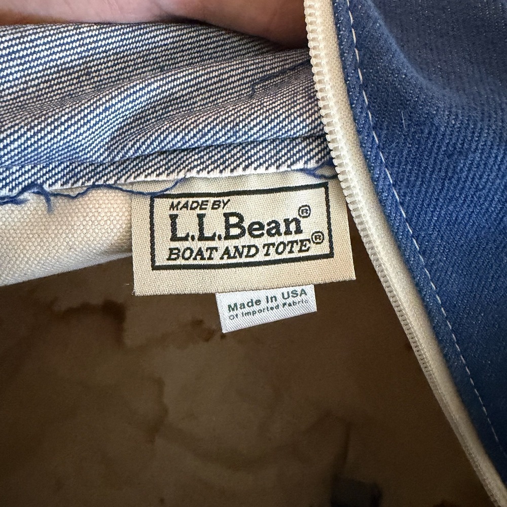 Vintage L.L. Bean Boat And Tote Denim Canvas 6 Pockets Original Bag Garden - Picture 8 of 11
